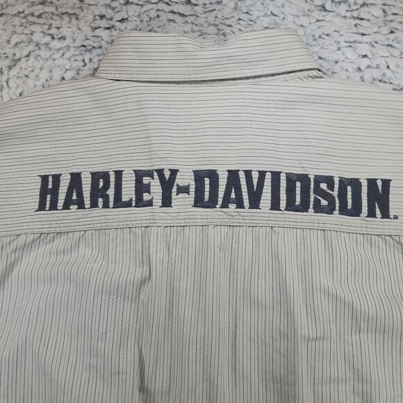 Harley-Davidson Casual Button Down Shirt. Embroidered. Pinstriped. Men's Large.. - Picture 7 of 12